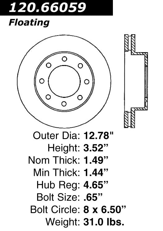 Stoptech Centric Performance Brake Rotor 120.66059