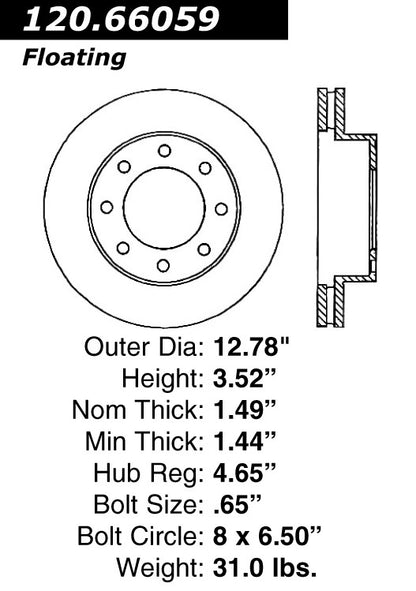 Stoptech Centric Performance Brake Rotor 120.66059