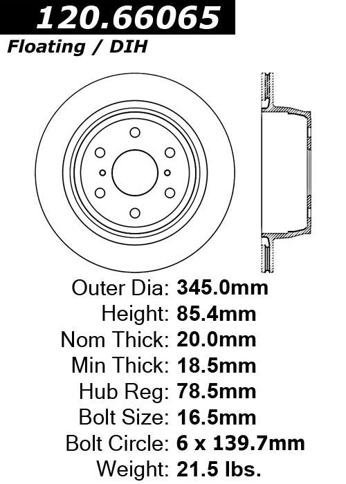 Centric Parts Disc Brake Rotor Premium E-Coat for 2007-2020 Cadillac Escalade 120.66065
