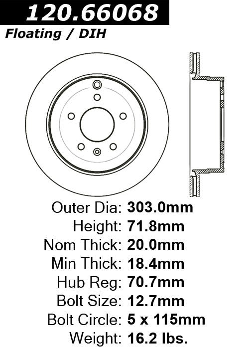 Stoptech Centric Performance Brake Rotor 120.66068