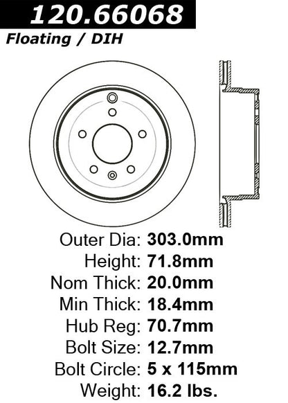 Centric Parts Disc Brake Rotor Premium with E-Coat for 2008-2015 Chevrolet Captiva Sport, Equinox, Pontiac Torrent, Saturn Vue, Suzuki XL-7 120.66068