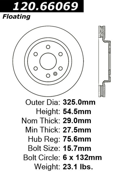 Stoptech Centric Performance Brake Rotor 120.66069