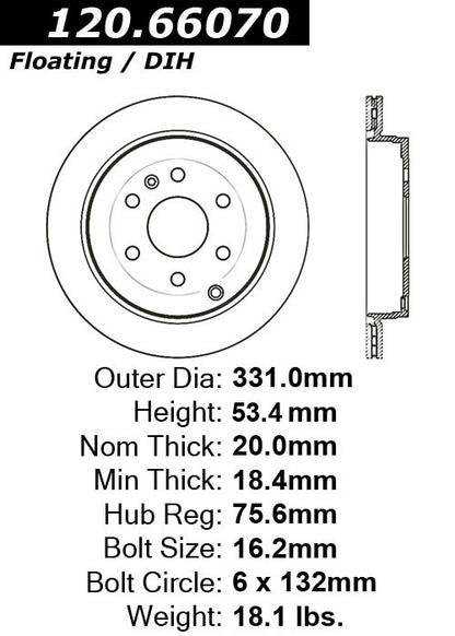 Centric Parts Disc Brake Rotor Premium with E-Coat for 2008-2017 Buick Enclave, 2009-2017 Chevrolet Traverse, 2007-2017 GMC Acadia