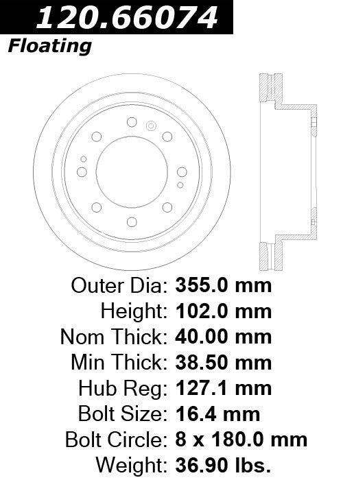 Centric Parts Disc Brake Rotor Premium with E-Coat anti-corrosive for 2018-2014 Chevrolet Silverado 2500
