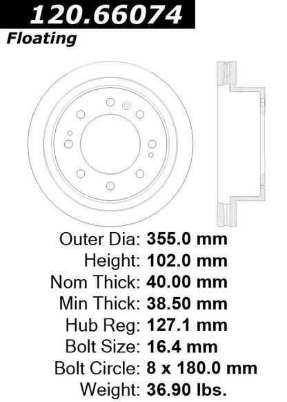 Centric Parts Disc Brake Rotor Premium with E-Coat anti-corrosive for 2018-2014 Chevrolet Silverado 2500