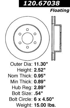 Stoptech Centric Performance Brake Rotor 120.67038
