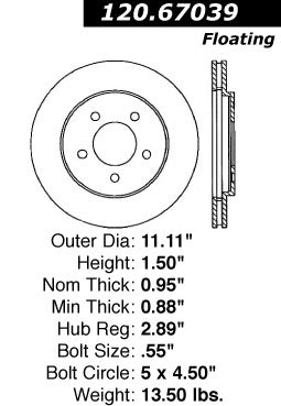 Stoptech Centric Performance Brake Rotor 120.67039