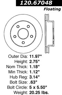 Stoptech Centric Performance Brake Rotor 120.67048