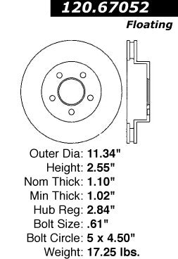 Centric Parts Disc Brake Rotor Premium with E-Coat for 2002-2007 Jeep Liberty 120.67052