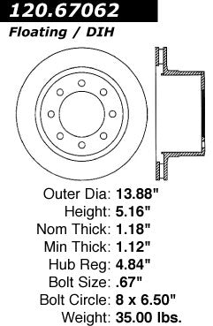 Stoptech Centric Performance Brake Rotor 120.67062