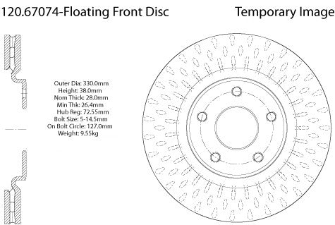 Centric Parts Disc Brake Rotor Premium E-Coat for Chrysler Pacifica 2022-2017, Town & Country 2016-2012, Dodge Grand Caravan 2020-2012, Journey 2020-2012, Ram C/V 2015-2012, Volkswagen Routan 2014-2012 120.67074