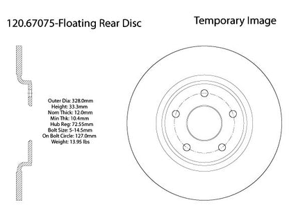 Centric Parts Disc Brake Rotor Premium E-Coat for 2012-2016 Chrysler Town & Country 120.67075