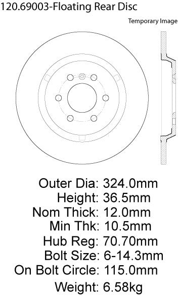 Centric Parts Disc Brake Rotor Premium with Electrocoating for 2011-2014 Mobility Ventures MV-1 120.69003