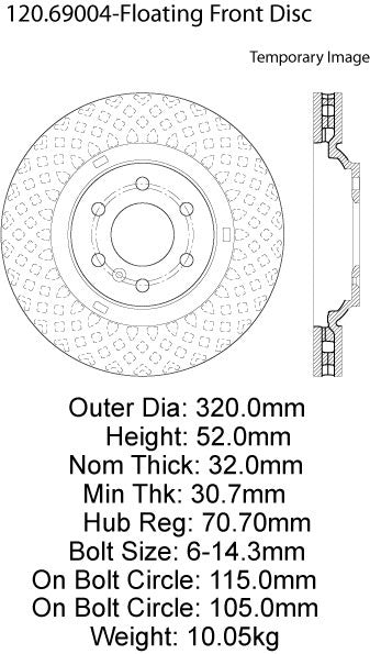 Centric Parts Disc Brake Rotor Premium with Electrocoating for 2011-2014 Mobility Ventures MV-1 120.69004