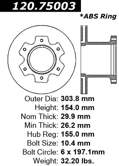 Stoptech Centric Performance Brake Rotor 120.75003