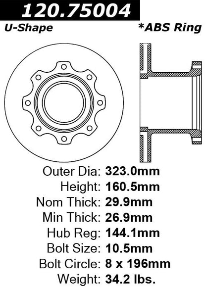 Stoptech Centric Performance Brake Rotor 120.75004