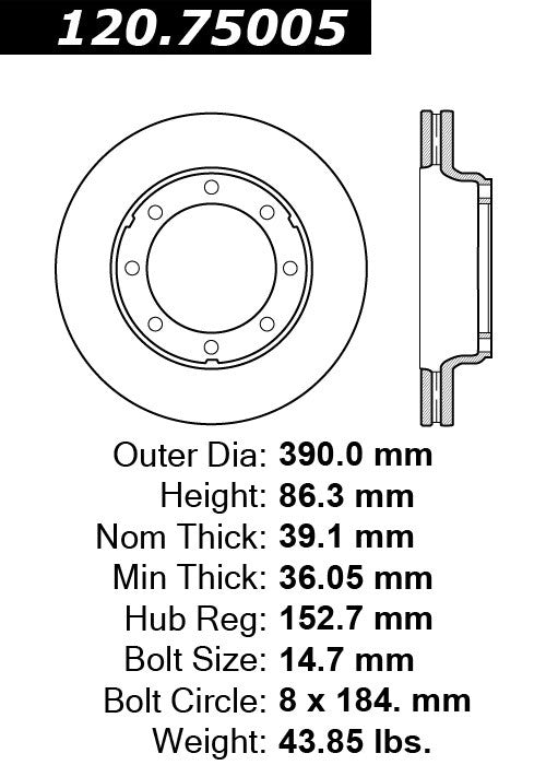 Stoptech Centric Performance Brake Rotor 120.75005