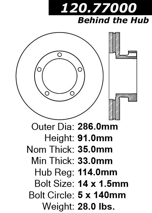 Centric Parts Disc Brake Rotor 1200/1300 with E-Coat for 1999-2007 Models 120.77000