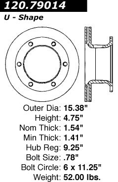 Centric Parts Disc Brake Rotor Premium with E-Coat anti-corrosive coating for 1984-1995 Ford models 120.79014