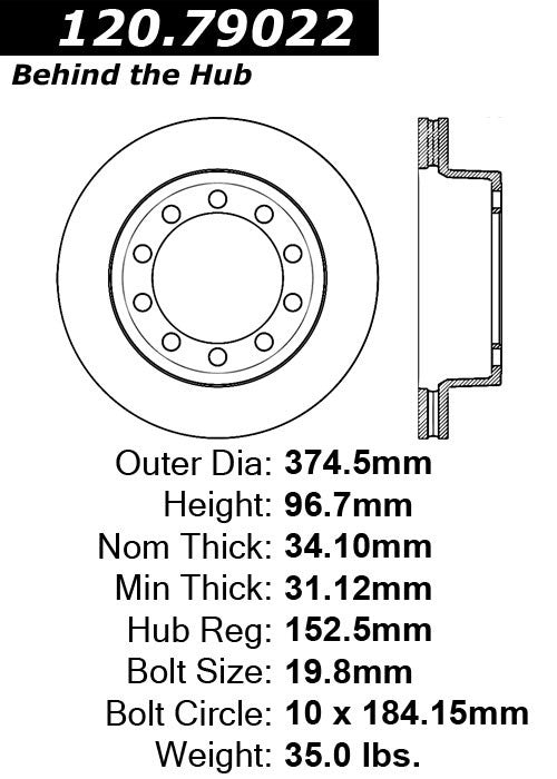 Stoptech Centric Performance Brake Rotor 120.79022