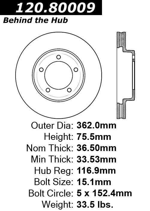 Stoptech Centric Performance Brake Rotor 120.80009