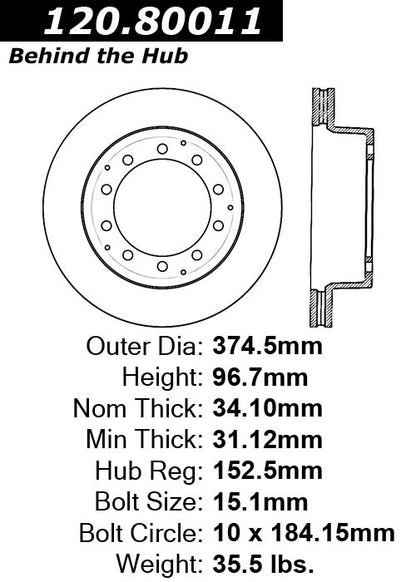 Stoptech Centric Performance Brake Rotor 120.80011