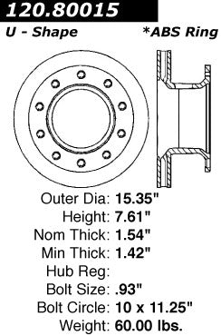Centric Parts Disc Brake Rotor Premium Blue Bird All American for 1999-2015 Chevrolet 120.80015