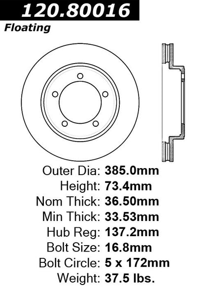 Stoptech Centric Performance Brake Rotor 120.80016