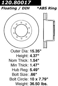 Stoptech Centric Performance Brake Rotor 120.80017