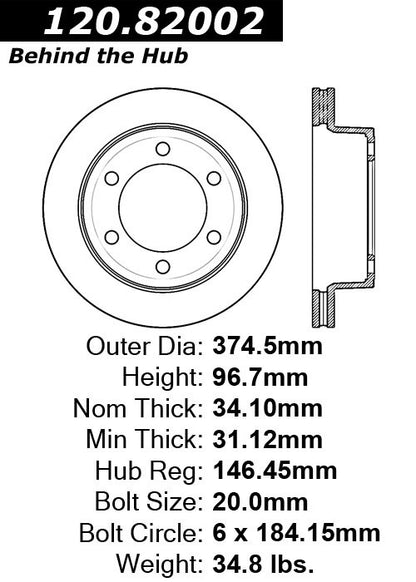 Stoptech Centric Performance Brake Rotor 120.82002