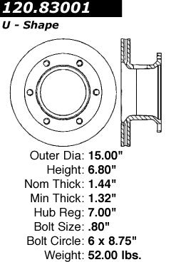 Centric Parts Disc Brake Rotor Premium E-Coat for 1979-1998 Models 120.83001