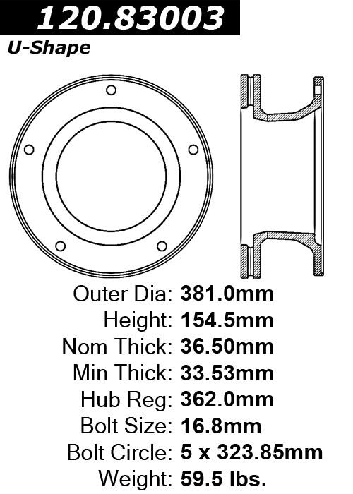 Stoptech Centric Performance Brake Rotor 120.83003