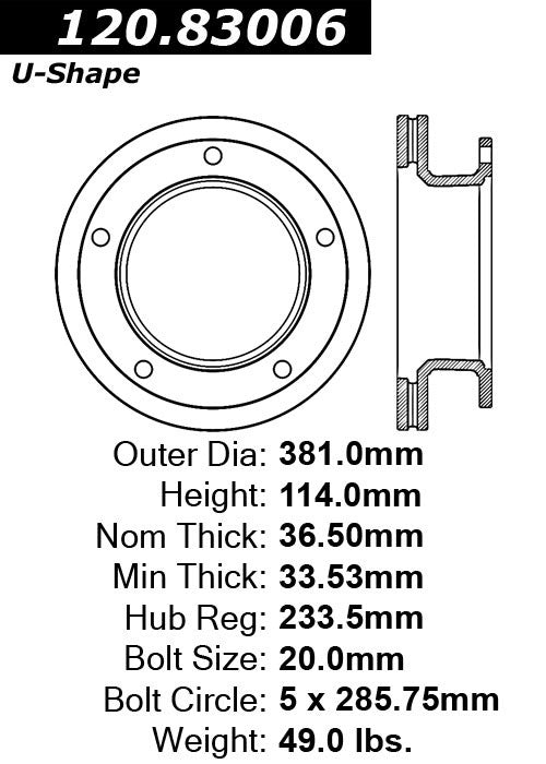 Centric Parts Disc Brake Rotor Premium E-Coat for 1979-1997 120.83006