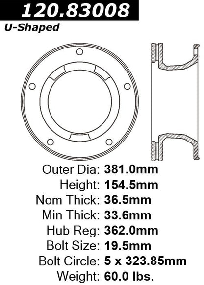 Stoptech Centric Performance Brake Rotor 120.83008