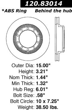 Stoptech Centric Performance Brake Rotor 120.83014
