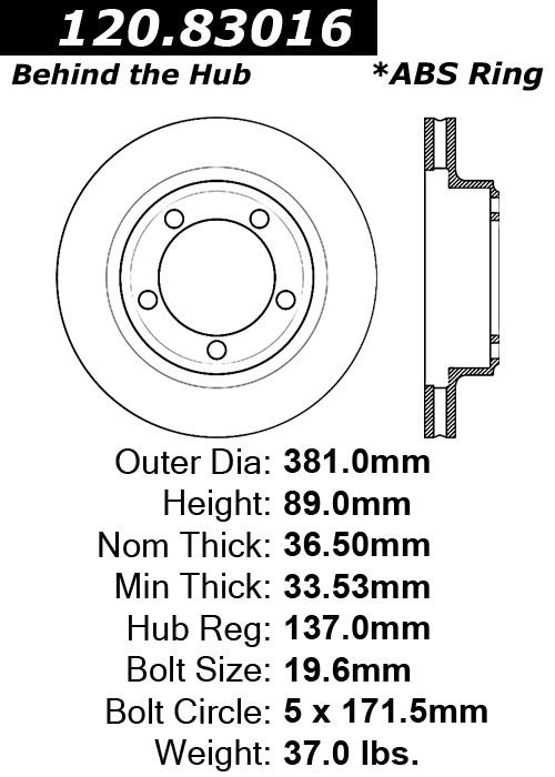 Centric Parts Disc Brake Rotor with Electrocoating finish