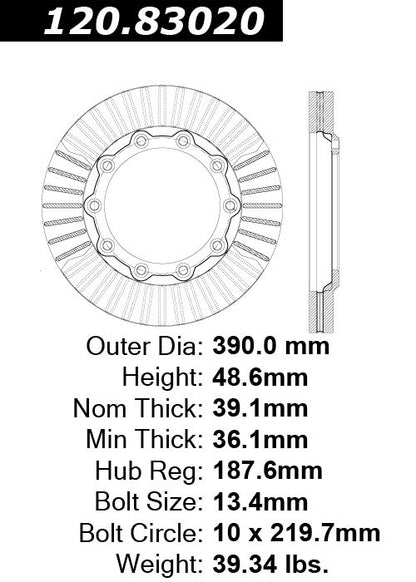 Centric Parts Disc Brake Rotor with Electrocoating finish 120.83020