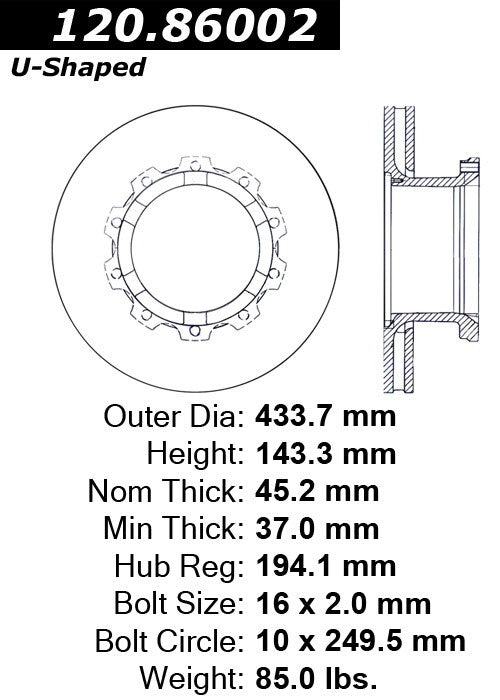 Stoptech Centric Performance Brake Rotor 120.86001