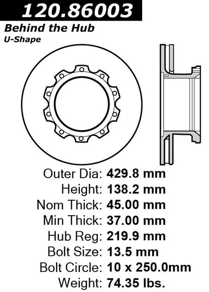 Centric Parts Disc Brake Rotor with Electrocoating for 120.86003