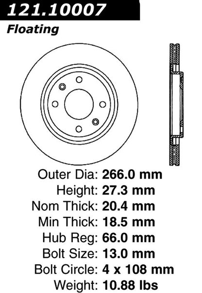 Centric Parts Disc Brake Rotor Standard with Non-Directional Finishes for 2000-2009 Peugeot 206 121.10007