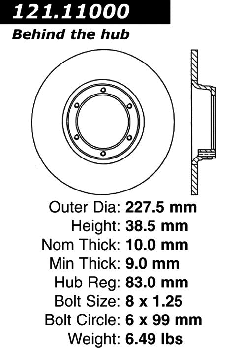 Centric Parts Disc Brake Rotor with Non-Directional Finishes for 121.11000