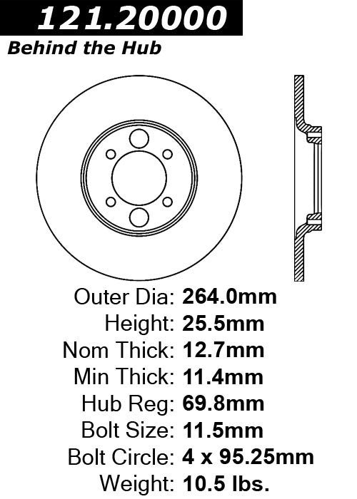 Centric Parts Disc Brake Rotor C-Tek Standard with Non-Directional Finishes for 1962-1987 Jaguar 121.20000