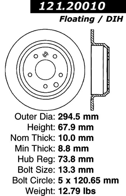 Centric Parts Disc Brake Rotor Standard with Non-Directional Finishes for 1990-1995 Jaguar Vanden Plas XJ6 XJ12 XJS XJRS 121.20010