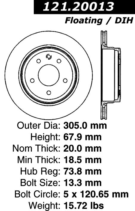 Centric Parts Disc Brake Rotor C-Tek Standard Non-Directional Finishes for Jaguar 1995-2006 121.20013