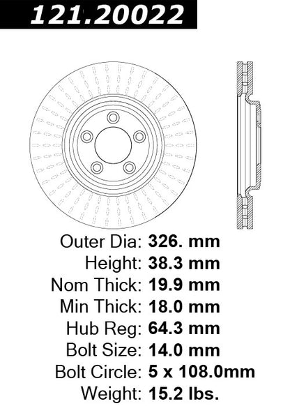 Centric Parts Disc Brake Rotor with Non-Directional Finishes 121.20022