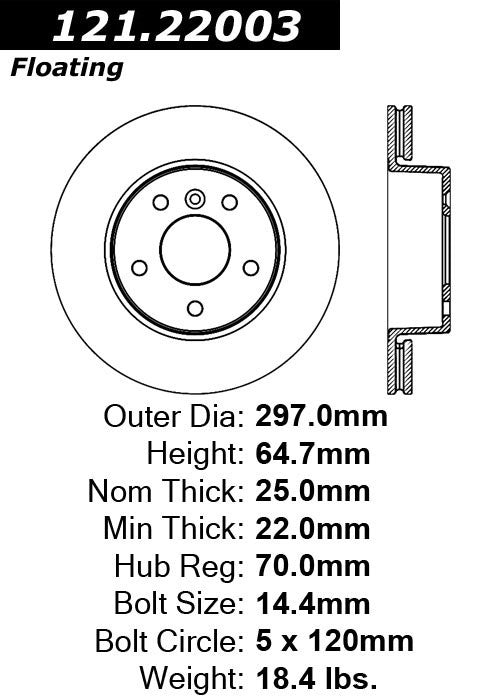 Centric Parts Disc Brake Rotor with Non-Directional Finishes 121.22003