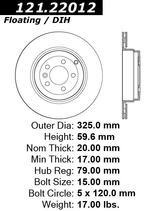 Centric Parts Disc Brake Rotor Standard with Non-Directional Finishes for 2005-2009 Land Rover LR3 121.22012