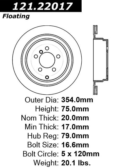 Centric Parts Disc Brake Rotor Standard with Non-Directional Finishes for 2006-2012 Land Rover Range Rover 121.22017