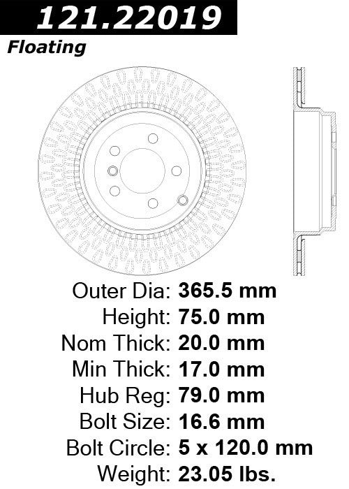 Centric Parts Disc Brake Rotor with Non-Directional Finishes for 121.22019