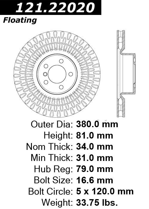 Centric Parts Disc Brake Rotor Standard with Non-Directional Finishes for 2010-2012 Land Rover Range Rover 121.22020